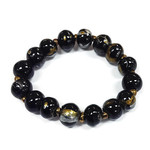 Hand Painted Wood Bubble Bracelet Black