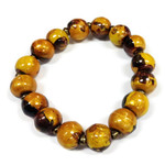 Hand Painted Wood Bubble Bracelet Gold