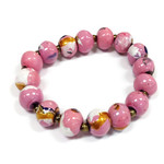 Hand Painted Wood Bubble Bracelet Pink