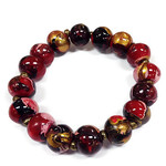 Hand Painted Wood Bubble Bracelet Red