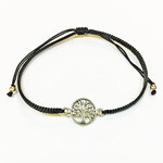 Adjustable String Bracelet with Silver Charm Tree
