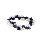 Pearl and Gemstone Chip Stretch Bracelet Lapiz/White Pearl