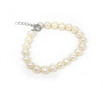 7mm 7-8"  Pearl Bracelet with Sterling Silver Spring Ring Clasp White
