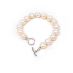 11mm Pearl Bracelet with Sterling Silver Toggle Clasp White