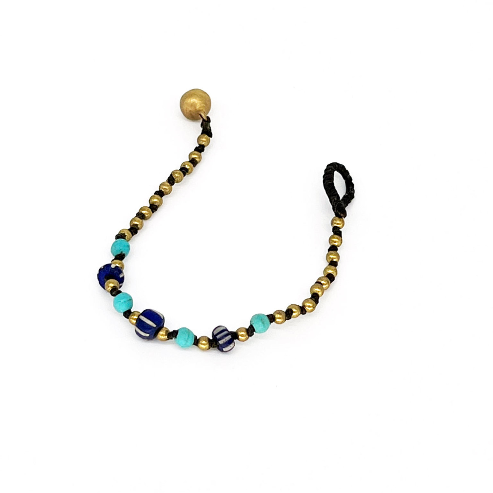 Keiki Brass Bead Bracelet Blue/Turquoise