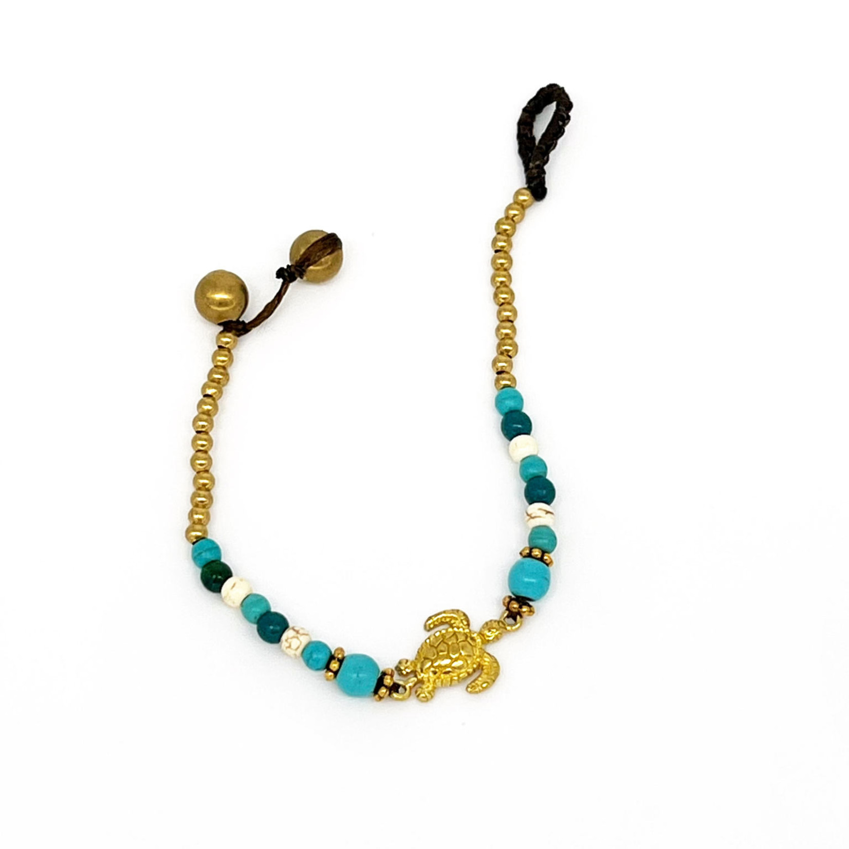 Honu Brass Bead Bracelet TOLH1 Turquoise/White