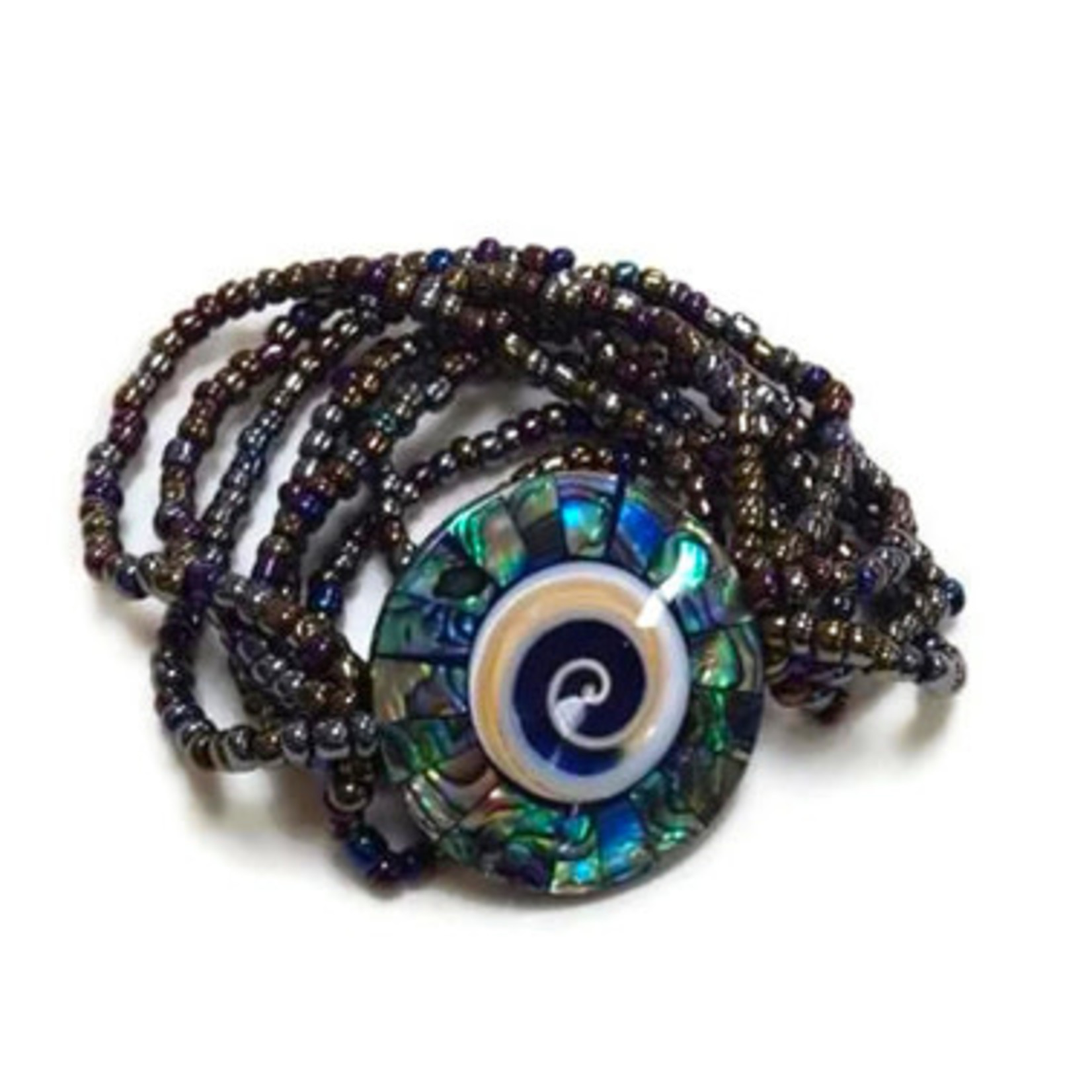 B98 Island Shell Bracelet Paua Spiral Mosaic