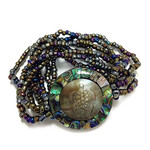 BB137 Island Shell Bracelet Paua Rim Carved Turtle