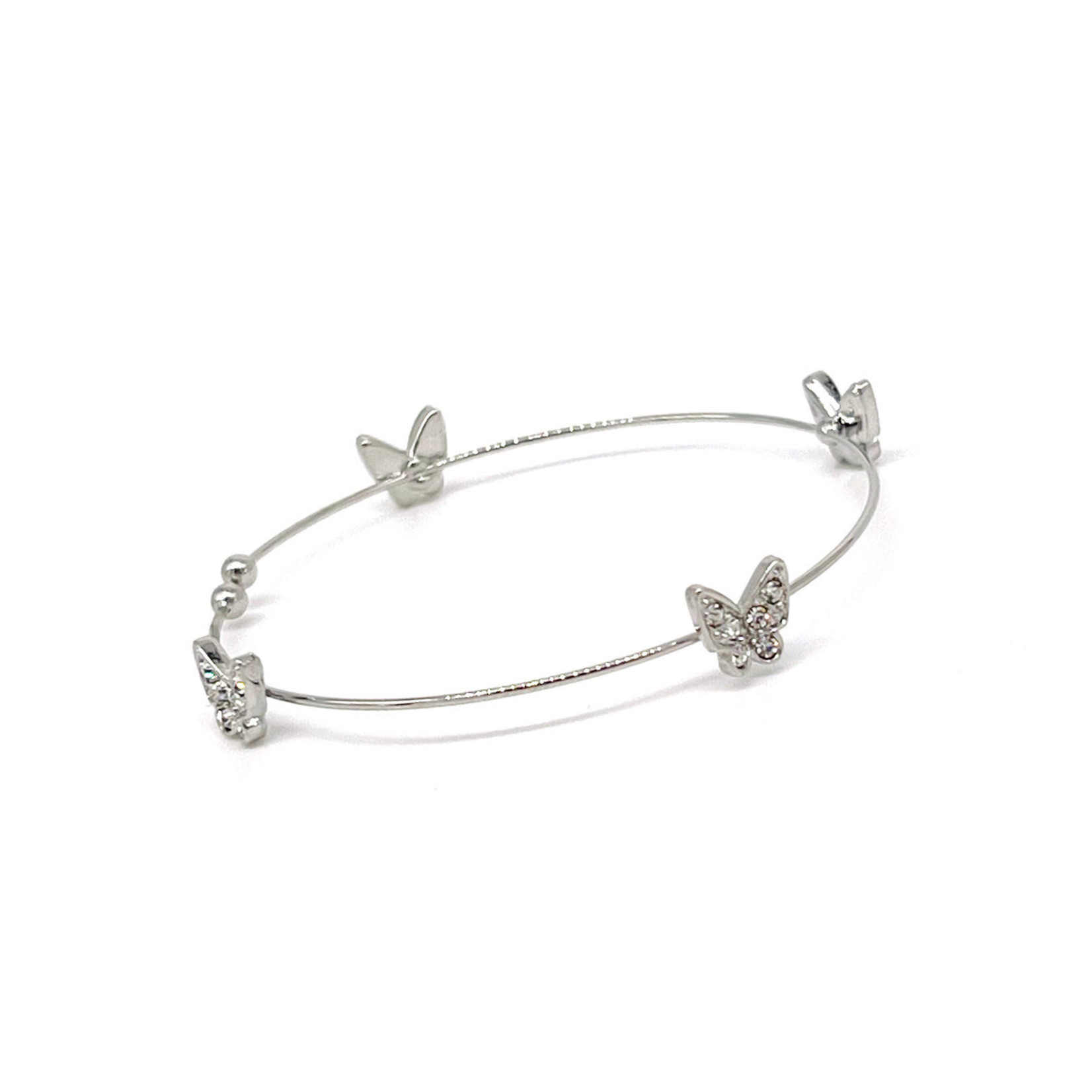 Butterfly Sparkle Cuff Bracelet Silver