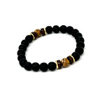 8mm Lava, Gemstone and Wood Bead Stretch Bracelet Picture Stone