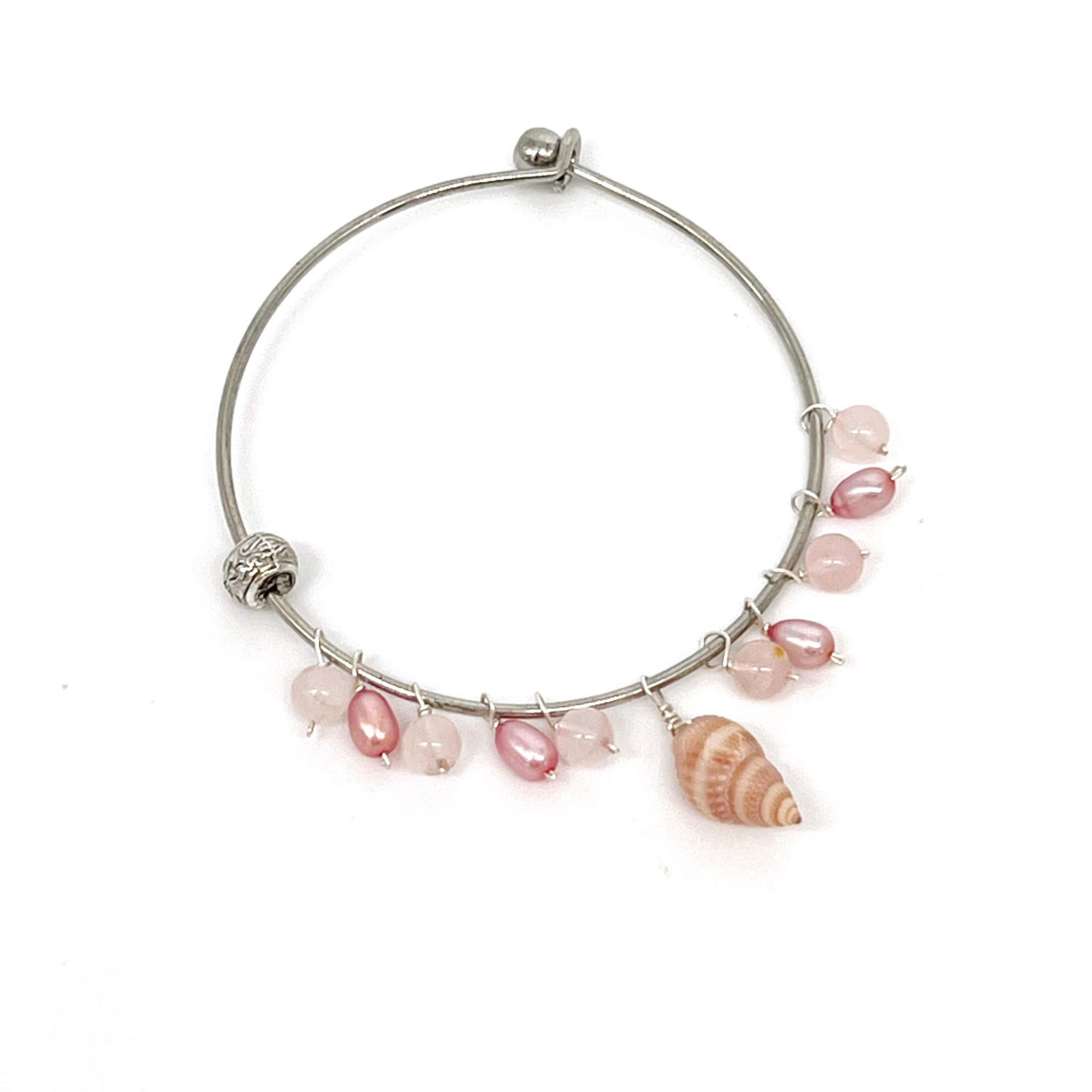 Beachcomber Bangle Bracelet Pink with Shell Small