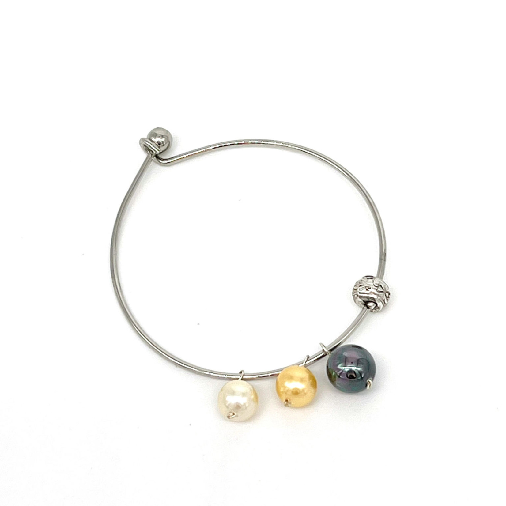 Beachcomber Bangle Bracelet Three Pearl Small