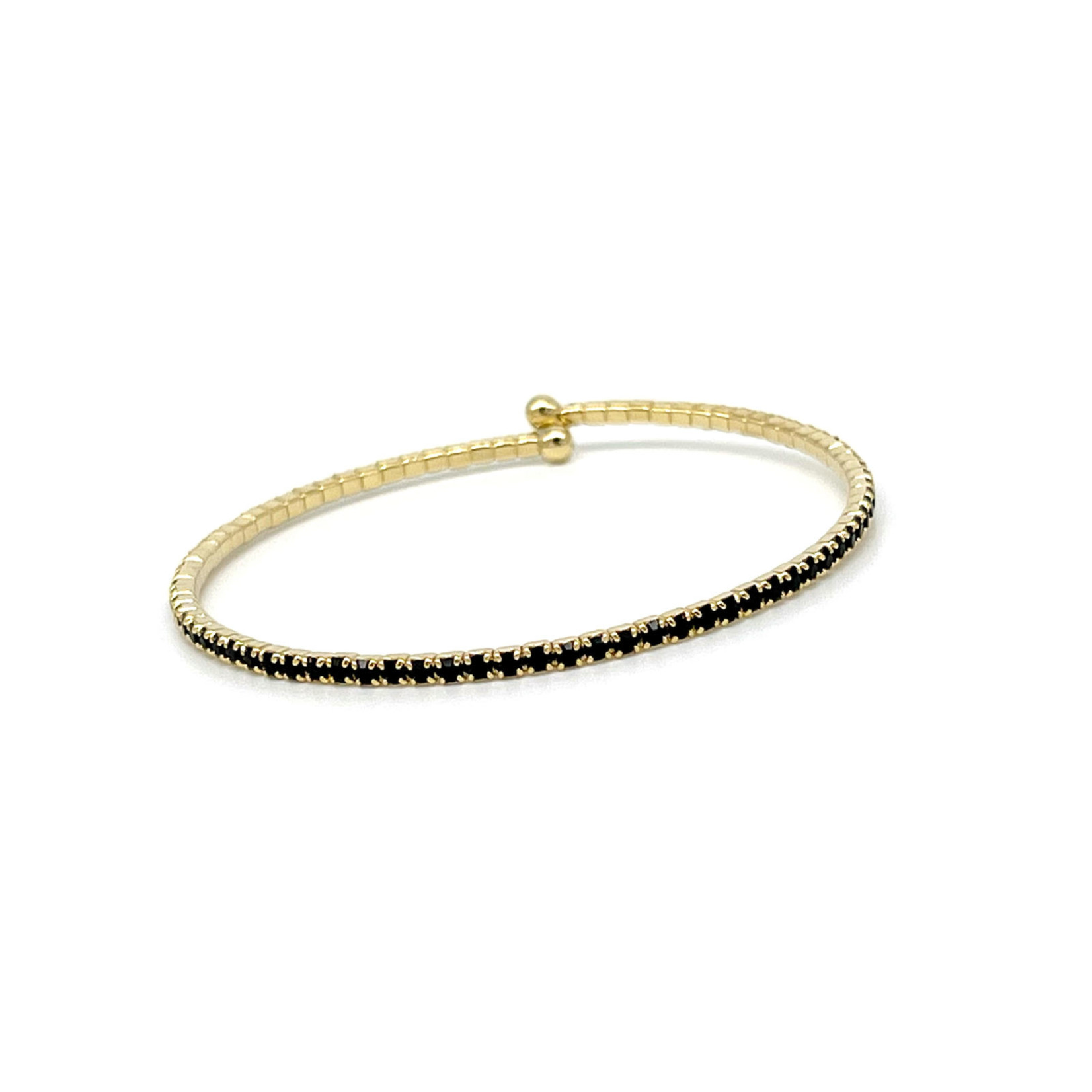 Simple Sparkle Cuff Colored Stone Bracelet Gold Black Stone