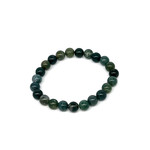 Moss Agate Gemstone Stretch Bracelet 8mm