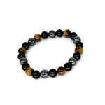 Gemstone Stretch Bracelet Tiger Eye, Hematite & Black Agate 8mm