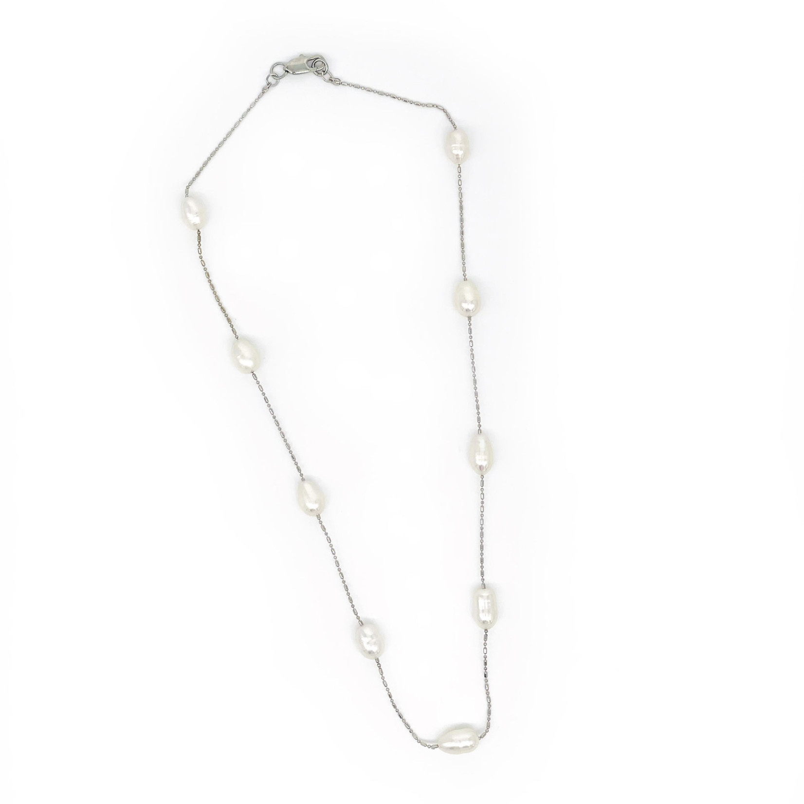 18" Dot Dash Pearl Necklace White