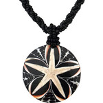 N97 Island Shell Necklace Starfish Starfish on Black Background with Black Beads N97 Island Shell Necklace Starfish Starfish on Black Background with Black Beads