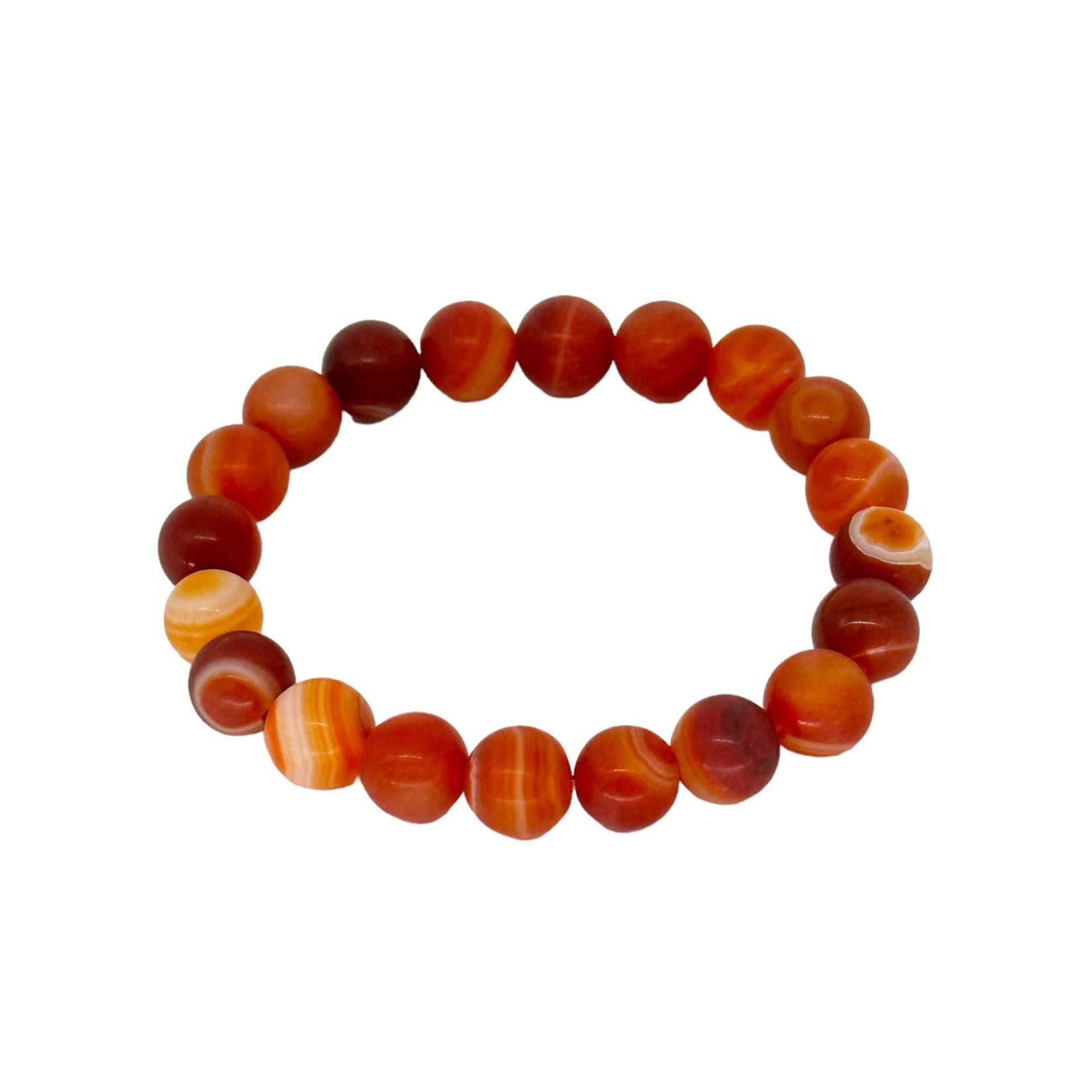 Matte Red Agate Gemstone Stretch Bracelet 10mm