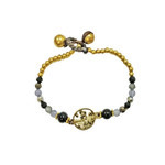 Tree of Life Brass and Glass Bead Bracelet TOL4 Black/Grey