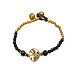 Tree of Life Brass and Glass Bead Bracelet TOL14 Black