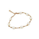 Copper 8 Freshwater Pearl Adjustable Bracelet White