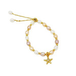 Copper & Freshwater Pearl Adj Bracelet Gold Starfish w/ Mixed Pearl