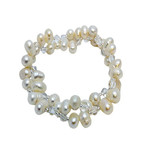 Pearl and Crystal Stretch Bracelet White