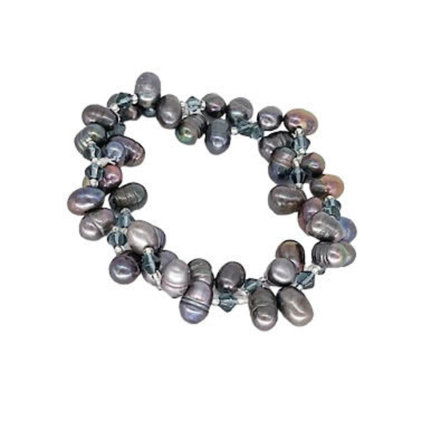 Pearl and Crystal Stretch Bracelet Peacock