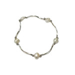 Twisted Tubes Stretch Bracelet White