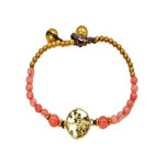 Tree of Life Brass and Glass Bead Bracelet TOL7 Pink