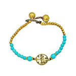 Tree of Life Brass and Glass Bead Bracelet TOL2 Turquoise
