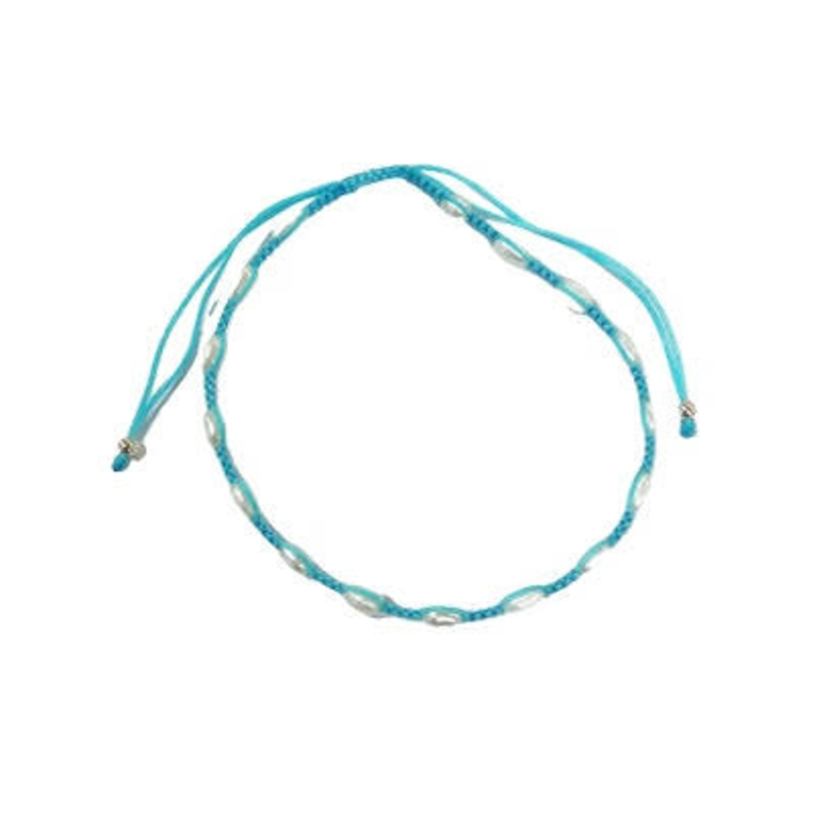 Petite Pearl Adjustable String Bracelet Turquoise