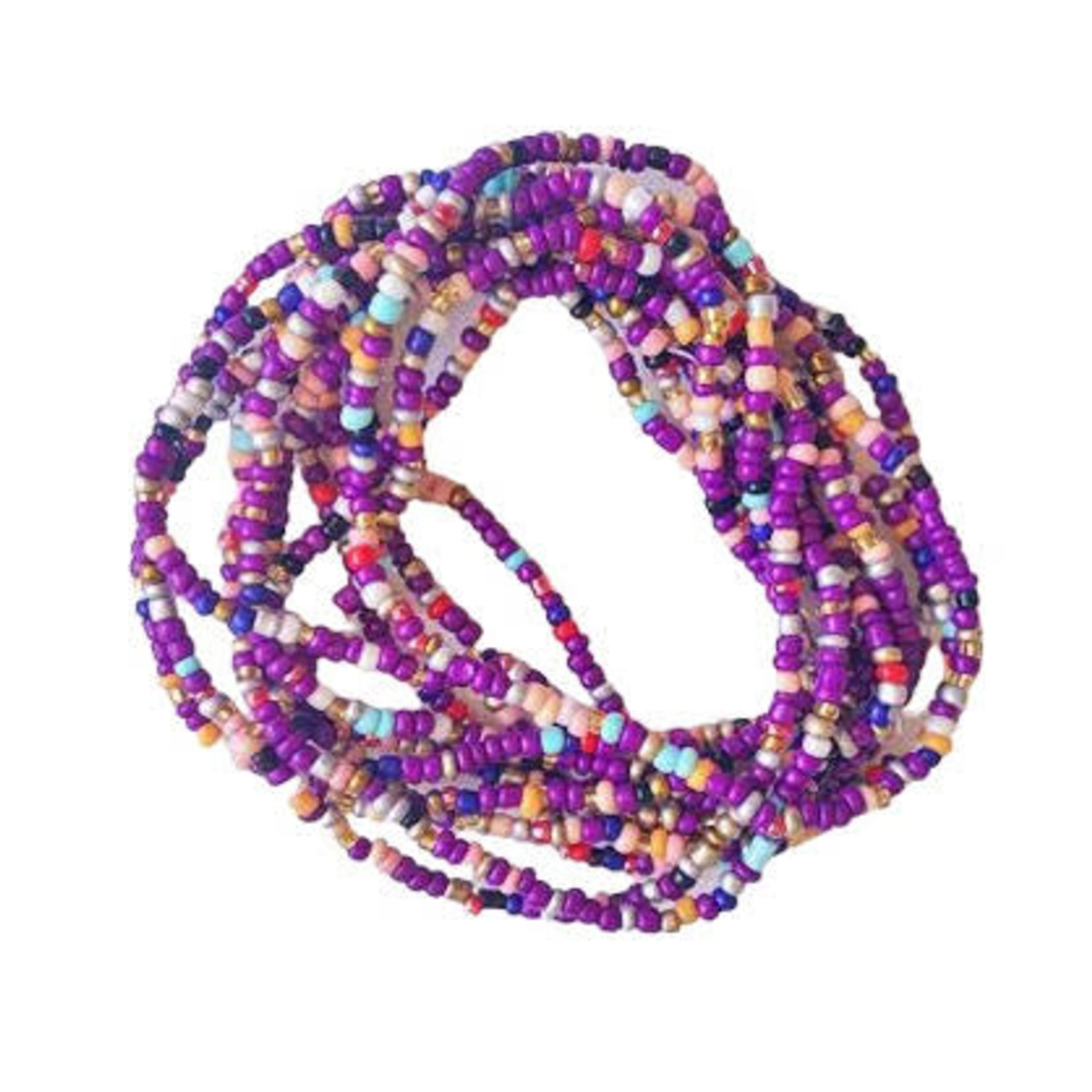 Party Stretch Beaded Bracelets, Pack of 12 Purple