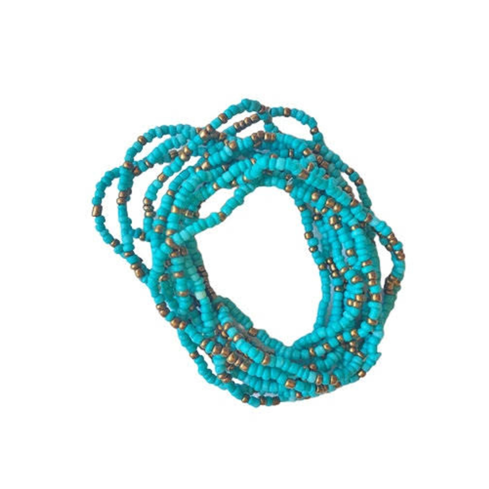 Party Stretch Beaded Bracelets, Pack of 12 Turquoise