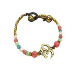 OM Brass and Glass Bead Bracelet TOL32 Pink/Green/White