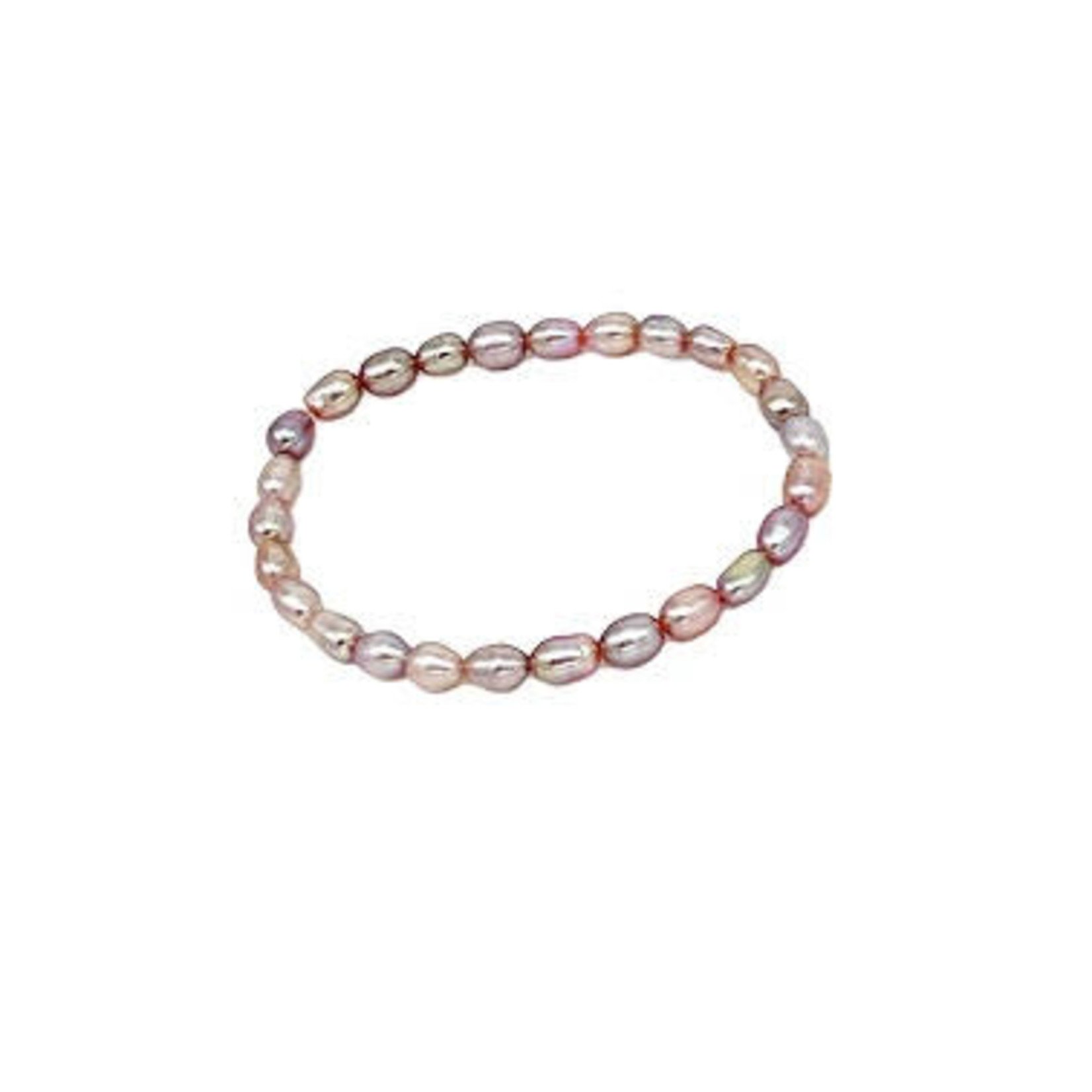 Keiki Rice Pearl Stretch Bracelet Pink