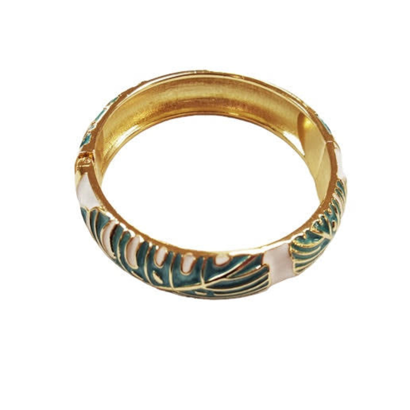 Enamel Clasp Monstera Bracelet Turquoise