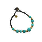 Antique Style Brass and Glass Bead Bracelet Turquoise
