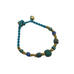 Antique Style Brass and Glass Bead Bracelet Teal