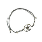 Adjustable String Bracelet with Silver Honu Grey