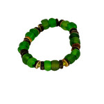 BGL20 Beach Glass & Wood Bracelet Green