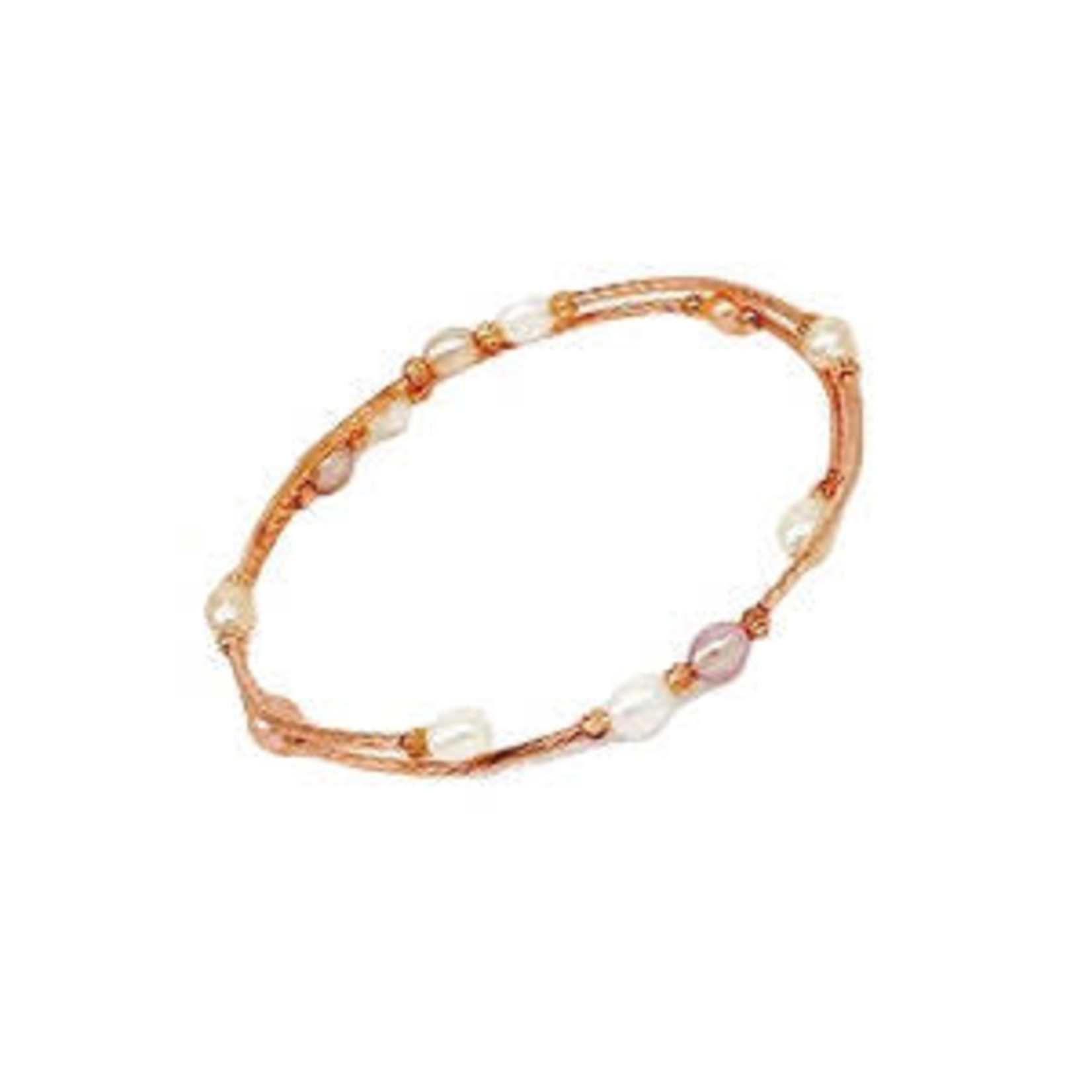 5.5mm Cultured Pearls Multi Color Rose Gold Color Wrap Double Snake Bracelet