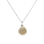 18 -19mm Cultured Coin Pearl and Sterling Silver Chain Peach
