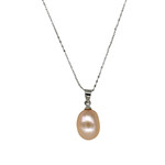 10.5 - 11.5mm Cultured Freshwater Pearl and Sterling Silver Chain Peach