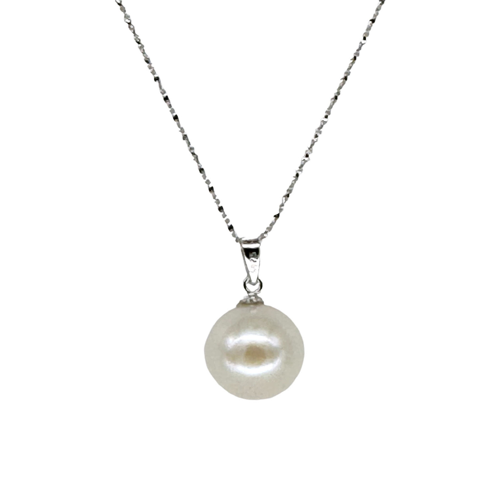 12.5-13.5mm Cultured Pearl Pendant White on Sterling Silver Chain