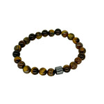 8mm Tiger Eye with Magnetic Hematite Barrel Bead Stretch Bracelet