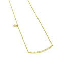 Sterling Silver Gold Tone Necklace with Adjustable Chain CZ Bar