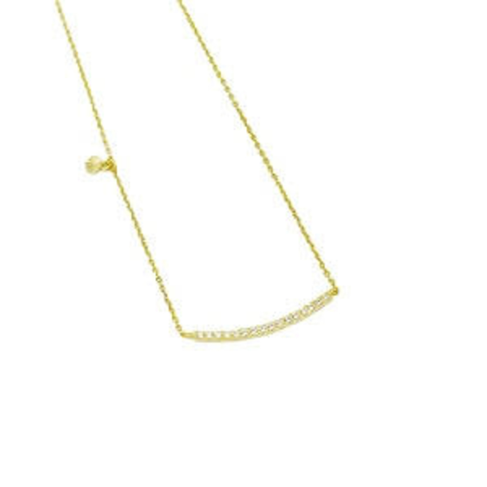 Sterling Silver Gold Tone Necklace with Adjustable Chain CZ Bar
