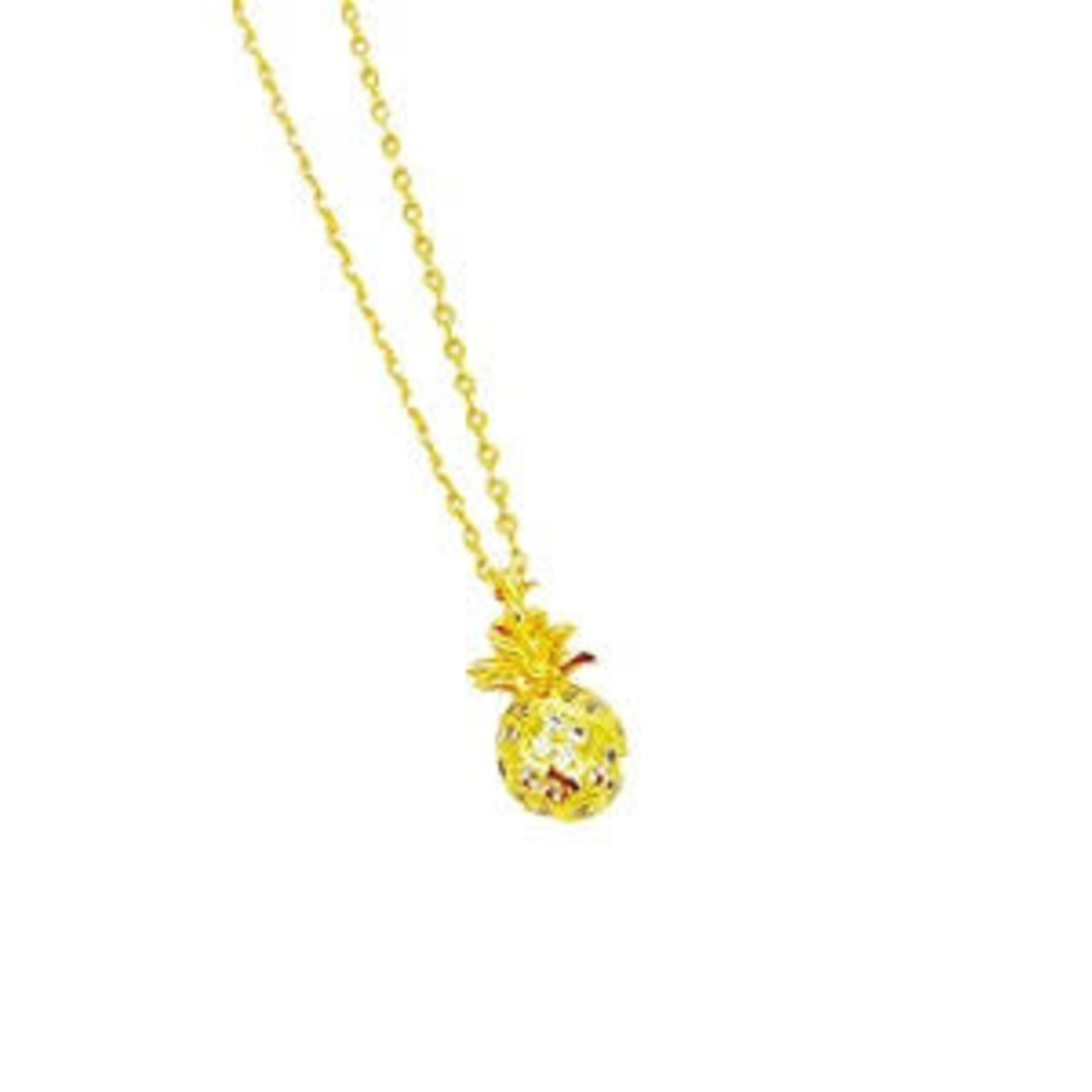 Sterling Silver Gold Tone Necklace with Adjustable Chain CZ Pineapple