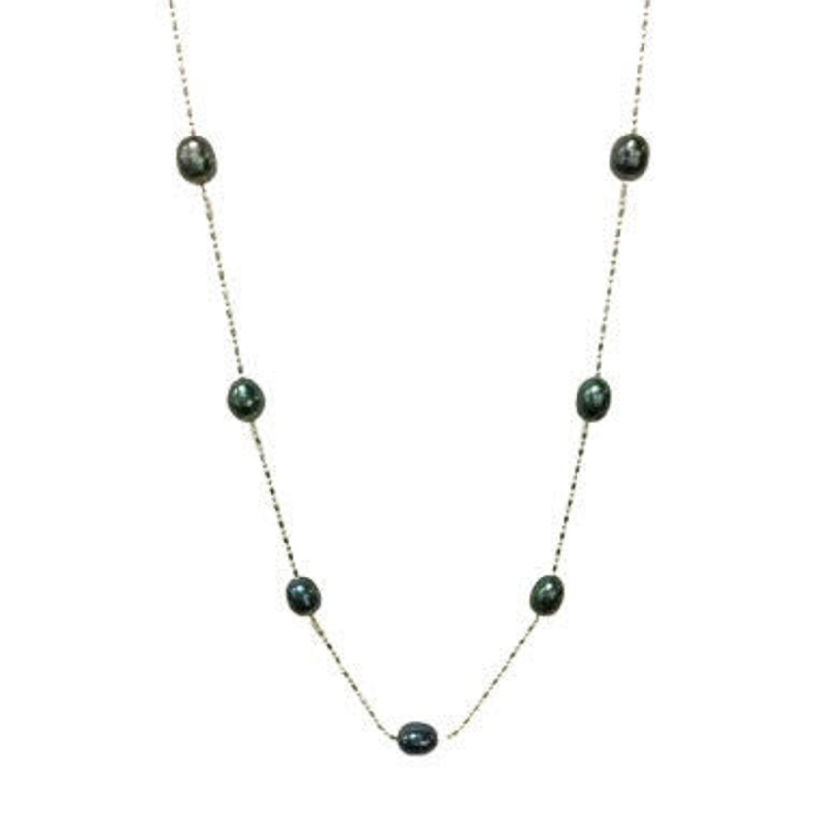 18" Dot Dash Pearl Necklace Peacock